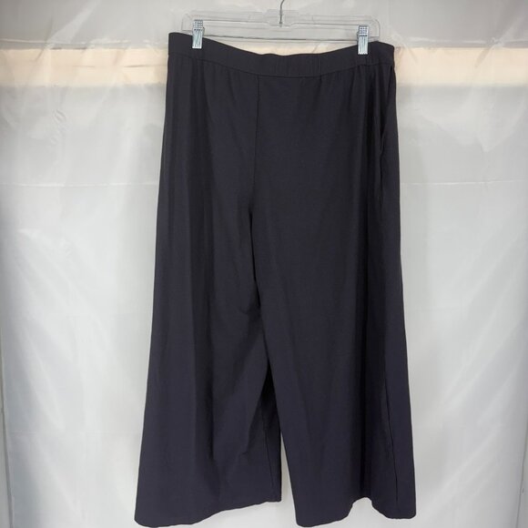 Eileen Fisher Women 12 Wide Leg Pant Cropped Navy Blue Minimalist Closet Staple - Picture 3 of 10